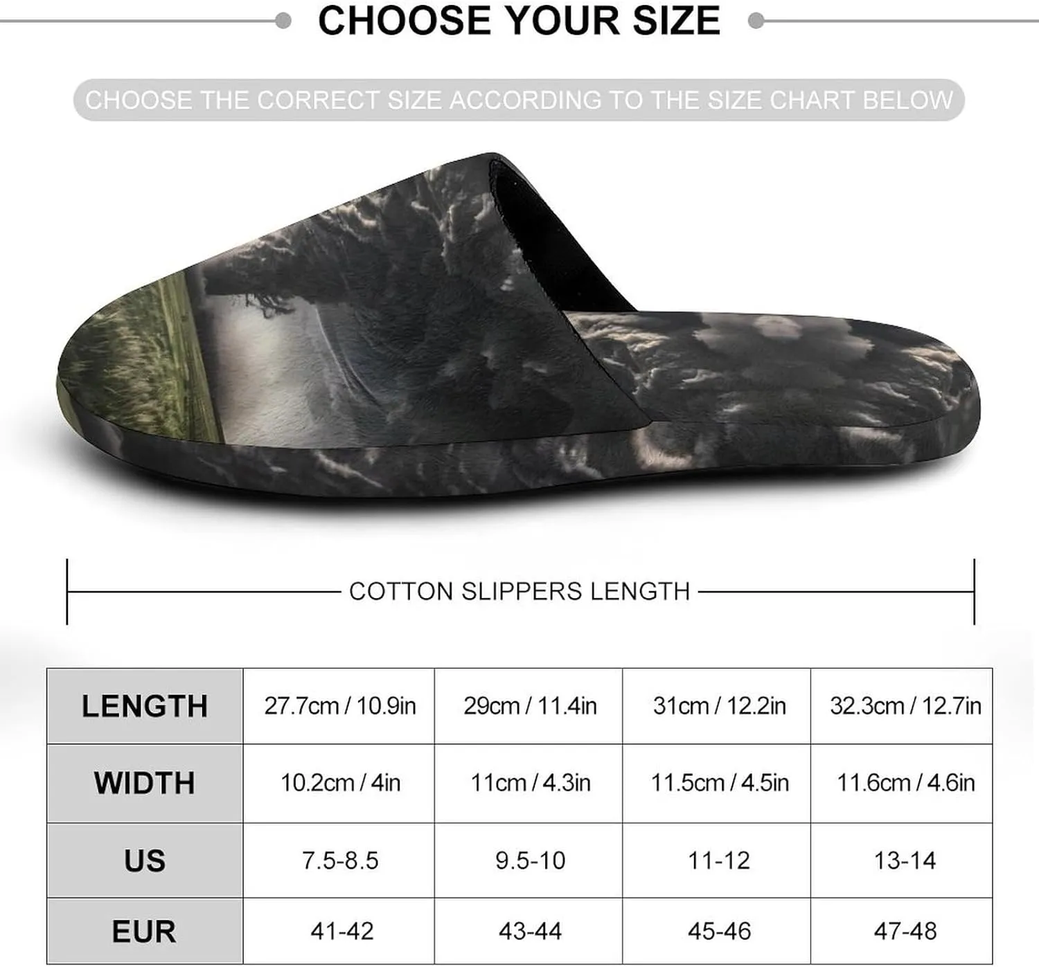 Tornado Thunderstorms Men's House Shoes Cotton Slippers Warm Bedroom Shoes Soft Slipper for Indoor Outdoor