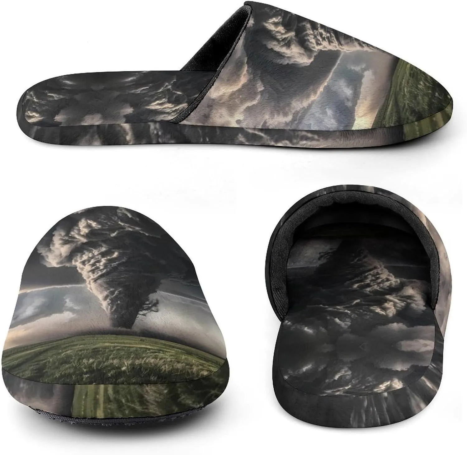 Tornado Thunderstorms Men's House Shoes Cotton Slippers Warm Bedroom Shoes Soft Slipper for Indoor Outdoor