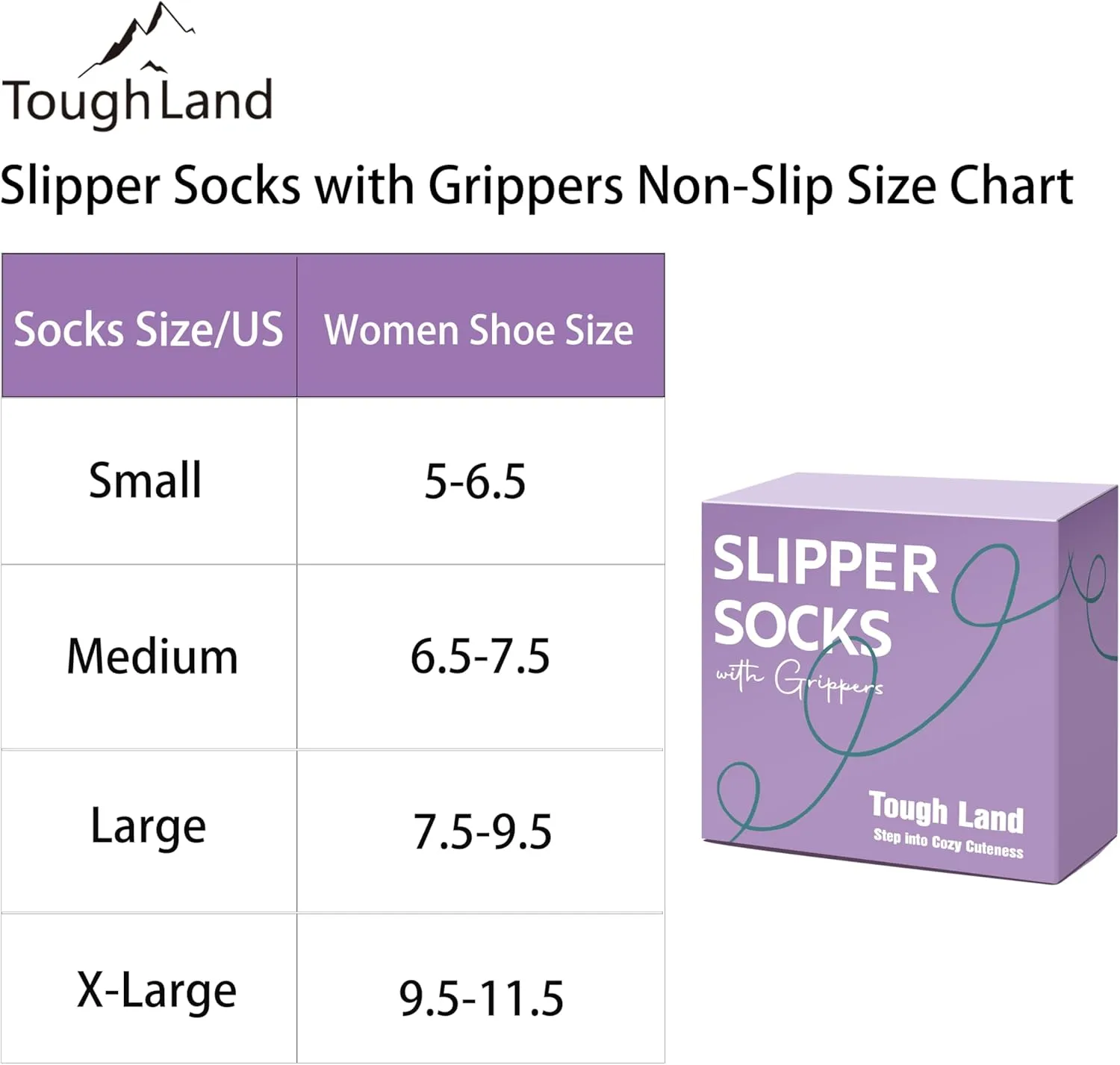 Tough Land Cute Animal Slipper Socks with Grips for Women Indoor Non-Slip Warm Fuzzy Cozy House Sock