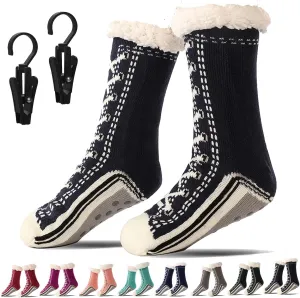 Ultra-Thick Cashmere Slipper Socks - Non-Slip Fluffy Warm Winter Home Socks