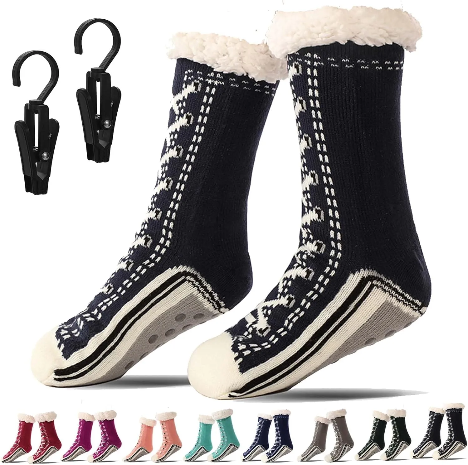 Ultra-Thick Cashmere Slipper Socks - Non-Slip Fluffy Warm Winter Home Socks