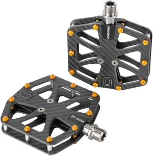 Ultralight Full Carbon Fiber Bike Pedals with Titanium Shaft | 9/16" Wide Flat Design | 3-Bearing System | Non-Slip Surface