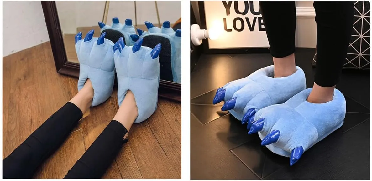 Unisex Paw Claw Slippers Funny Animal Plush Costume Shoes Plush Fuzzy Warm Home House Shoes Slipper for Indoor