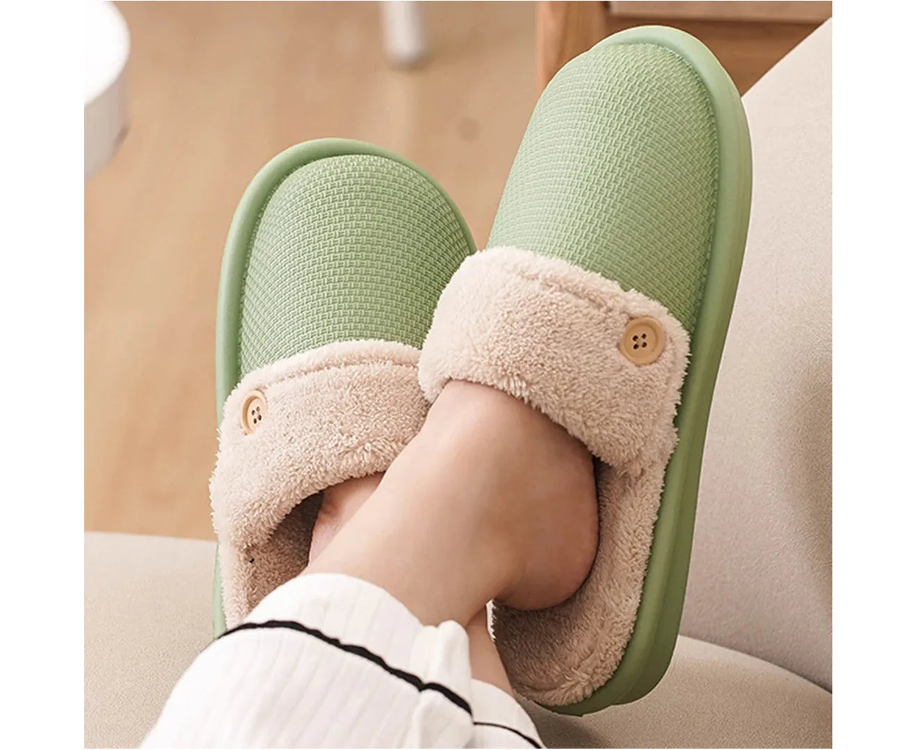 Unisex Solid Color Waterproof Removable Liner Slipper Home Indoor Outdoor Shoe-Orange