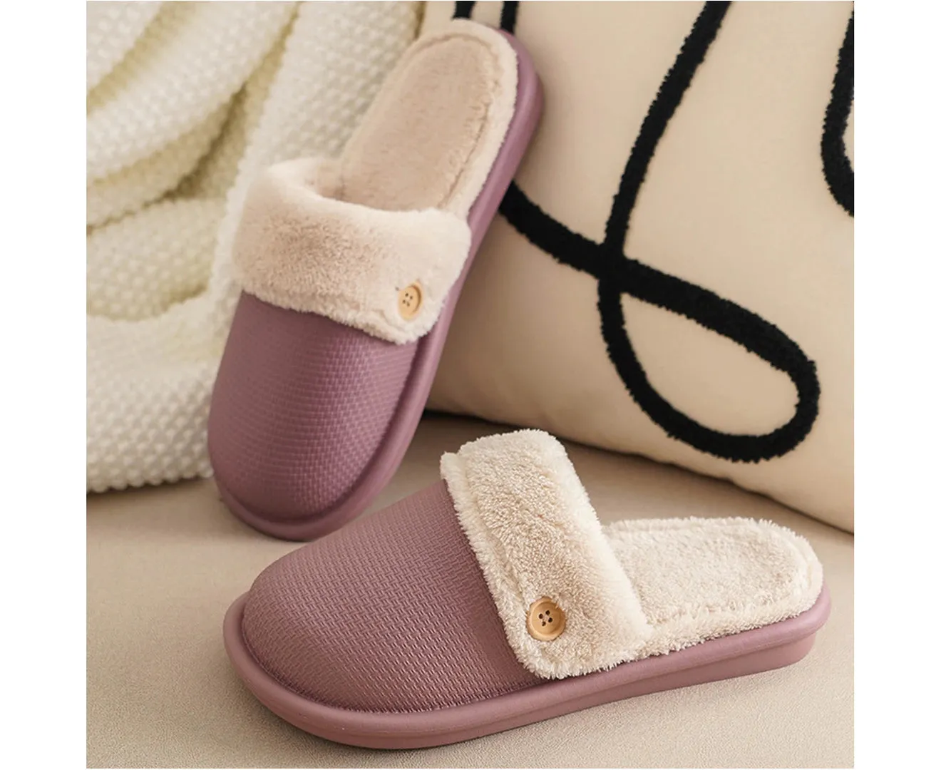 Unisex Solid Color Waterproof Removable Liner Slipper Home Indoor Outdoor Shoe-Orange