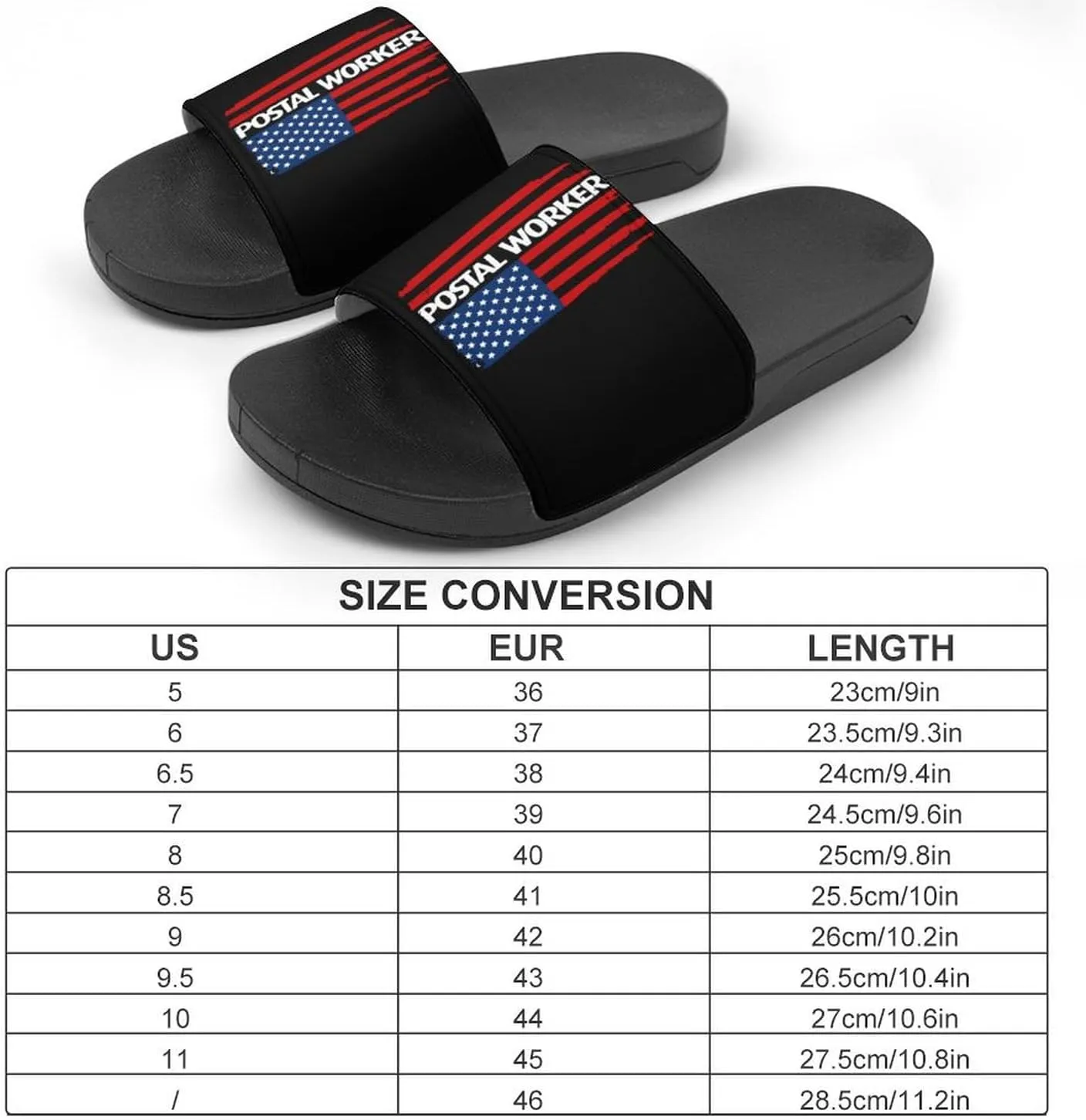 U.S. Postal Worker Flag Funny Slide Sandals Non-Slip PVC Shower Slipper House Shoes Open Toe Slippers for Adult