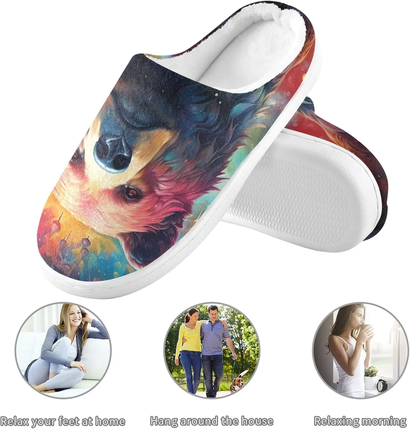 Valentine's Day Red Heart Couple Slippers for Women Men Indoor Slippers Memory Foam Fuzzy Slippers House Shoes for Indoor Outdoor Size 6/7 214a5400