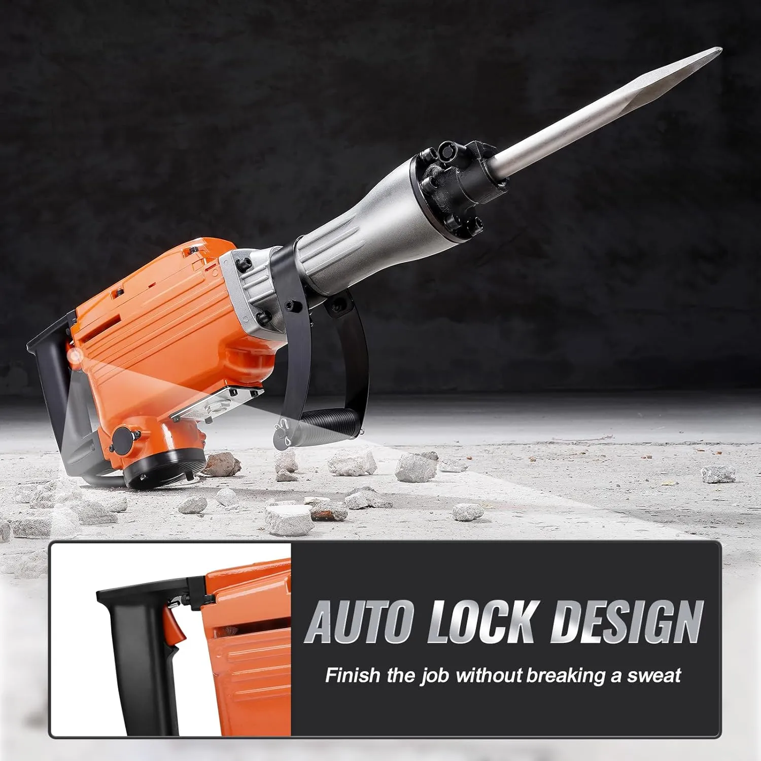 VEVOR Demolition Jack Hammer, MAX 2200W Electric Jackhammer Heavy Duty, 1350 BPM Concrete Breaker, 6pcs Chisels Bit Chipping with Case