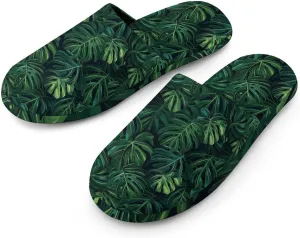 Vibrant Monstera Leaves Men's Slipper Non Slip Comfortable Winter Warm Home Shoes Indoor Slippers