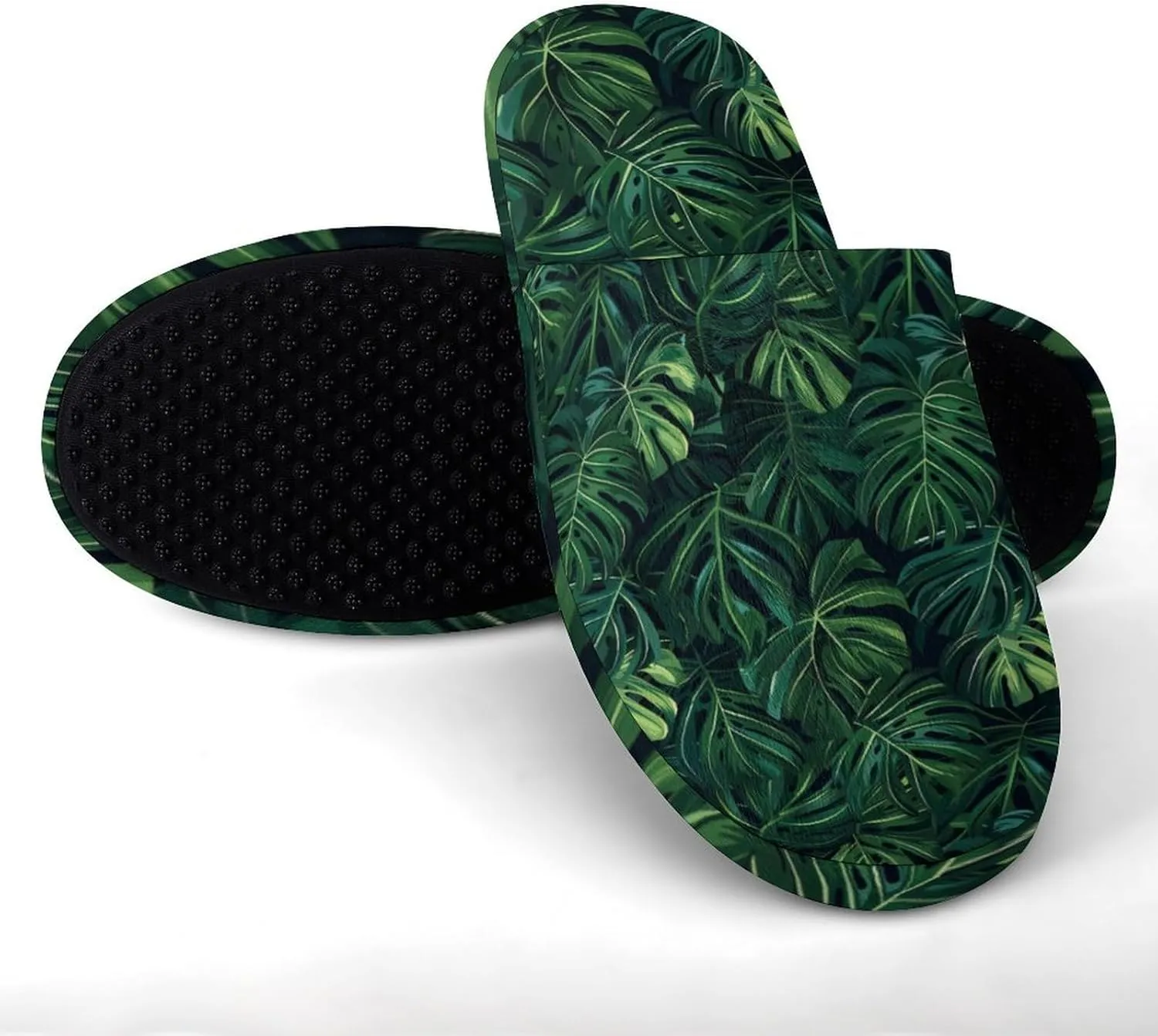 Vibrant Monstera Leaves Men's Slipper Non Slip Comfortable Winter Warm Home Shoes Indoor Slippers