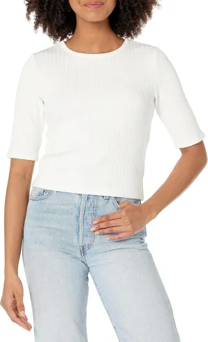 Vince Women's Rib Elbow Sleeve Cropped Top