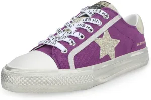 Vintage Havana Womens Alive Glitter Metallic Lace Up Sneakers Shoes Casual - Purple