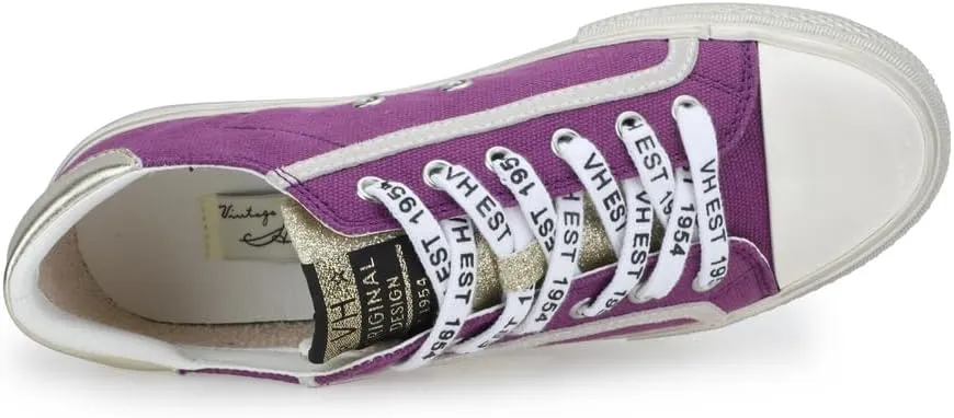 Vintage Havana Womens Alive Glitter Metallic Lace Up Sneakers Shoes Casual - Purple