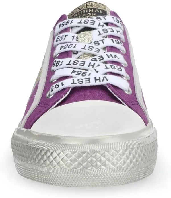 Vintage Havana Womens Alive Glitter Metallic Lace Up Sneakers Shoes Casual - Purple