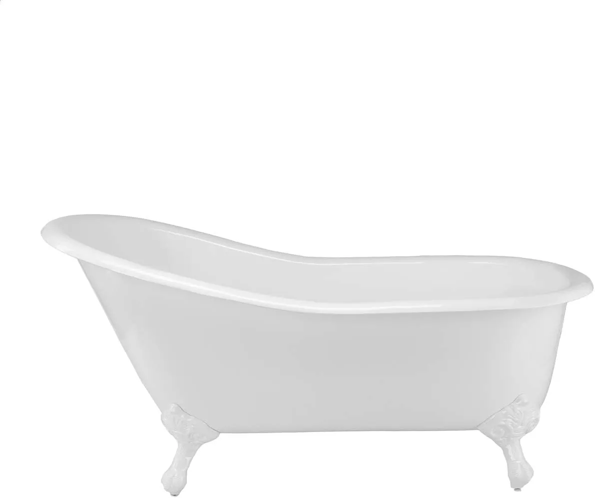 Vintage Tub & Bath Charlotte 54 Inch Cast Iron Slipper Clawfoot Tub - No Faucet Drillings