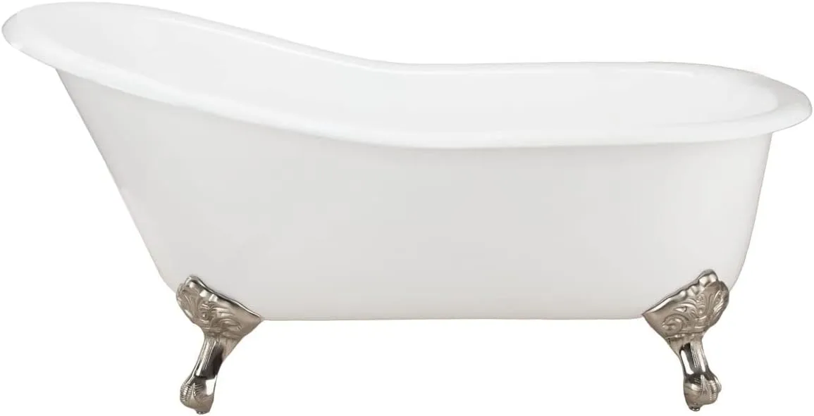 Vintage Tub & Bath Charlotte 60 Inch Cast Iron Slipper Clawfoot Tub - No Faucet Drillings