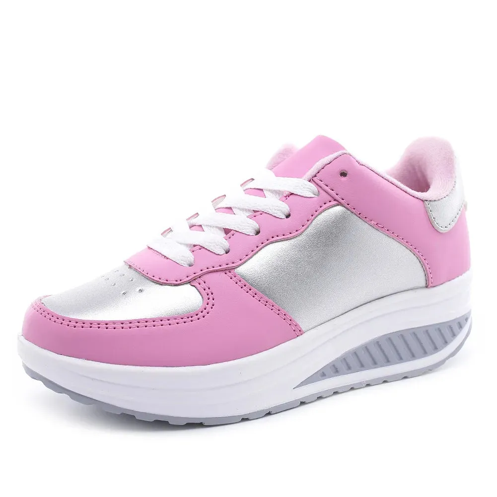 Waterproof Leather Wedge Platform Sneaker
