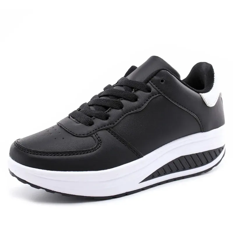 Waterproof Leather Wedge Platform Sneaker