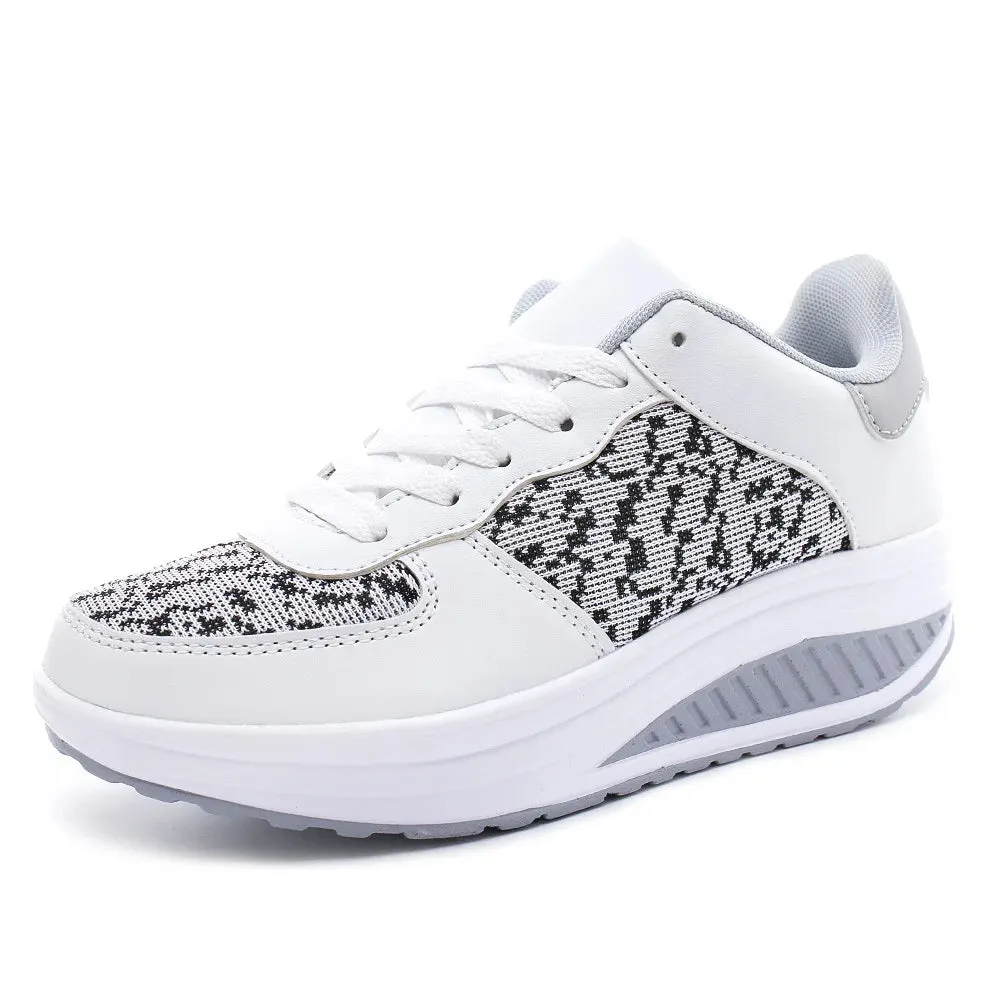 Waterproof Leather Wedge Platform Sneaker