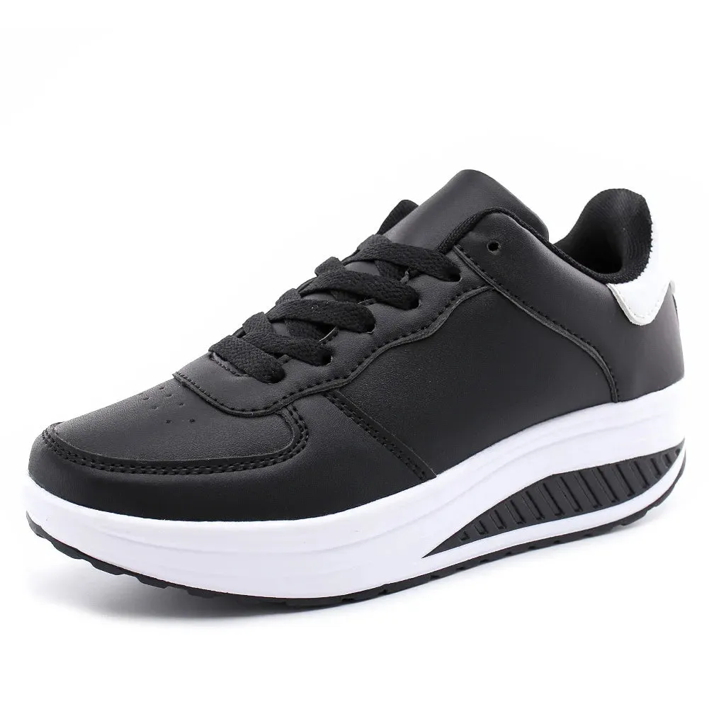 Waterproof Leather Wedge Platform Sneaker