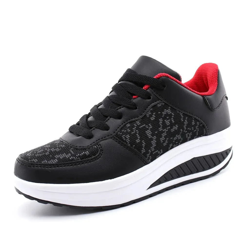 Waterproof Leather Wedge Platform Sneaker