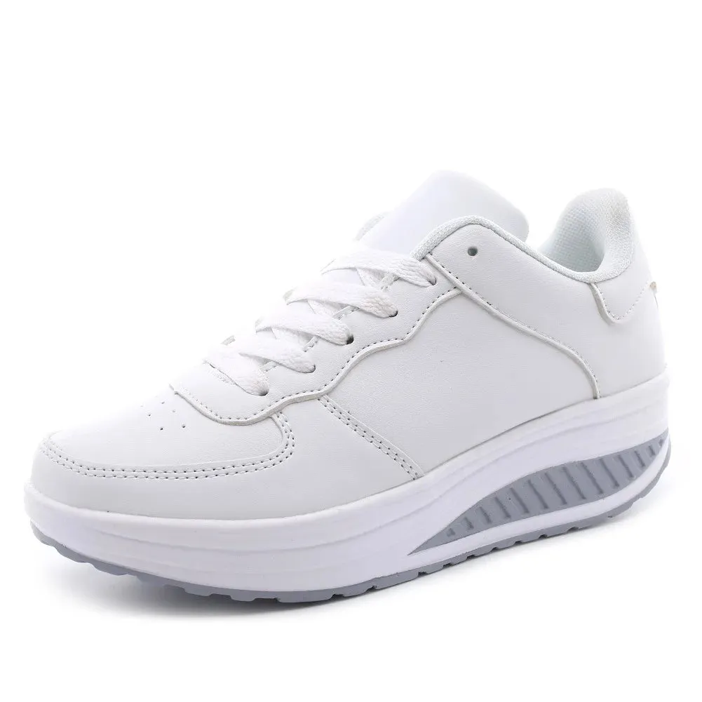 Waterproof Leather Wedge Platform Sneaker