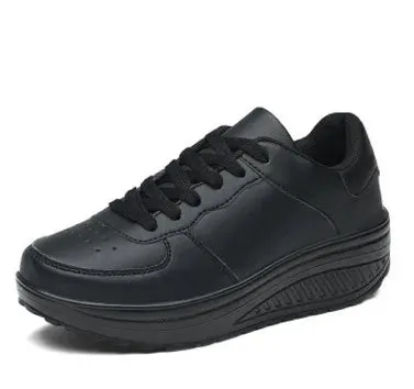Waterproof Leather Wedge Platform Sneaker