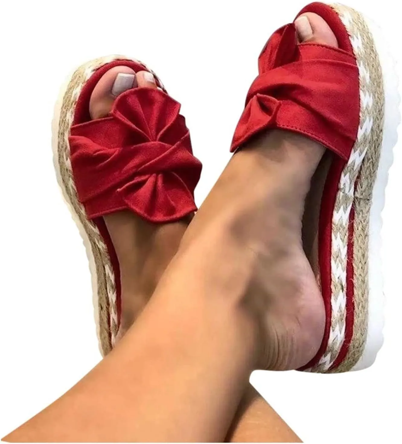 Wedge Sandals for Women 2025 Espadrille Platform Sandals Casual Bowknot Open Toe Sandal Summer Slip On Slippers