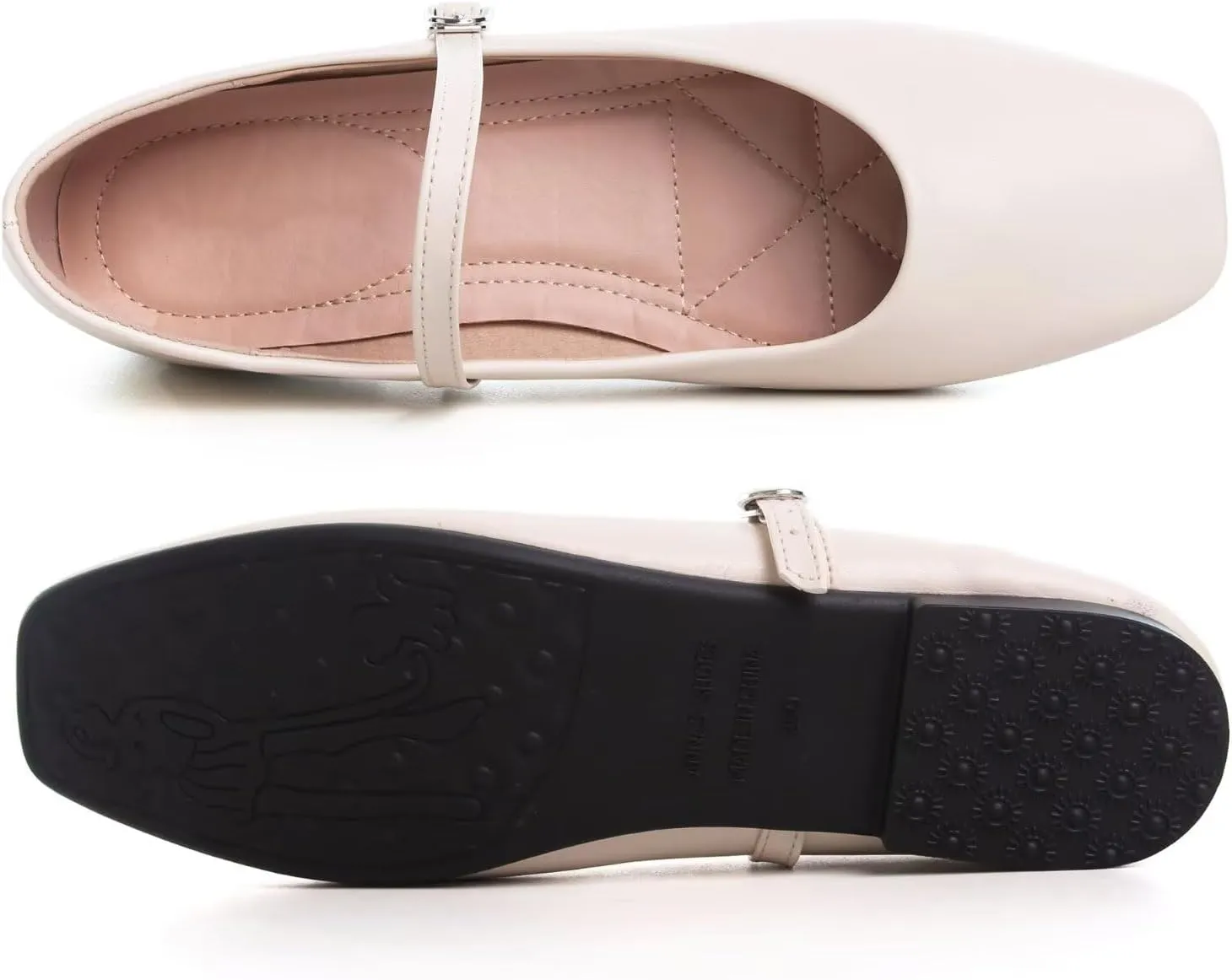 WENJIAZHIZHI Womens Square Toe Ballet Flats Comfortable Mary Jane Shoes Dressy Casual Slip-On Ballerina Walking Flat Shoes