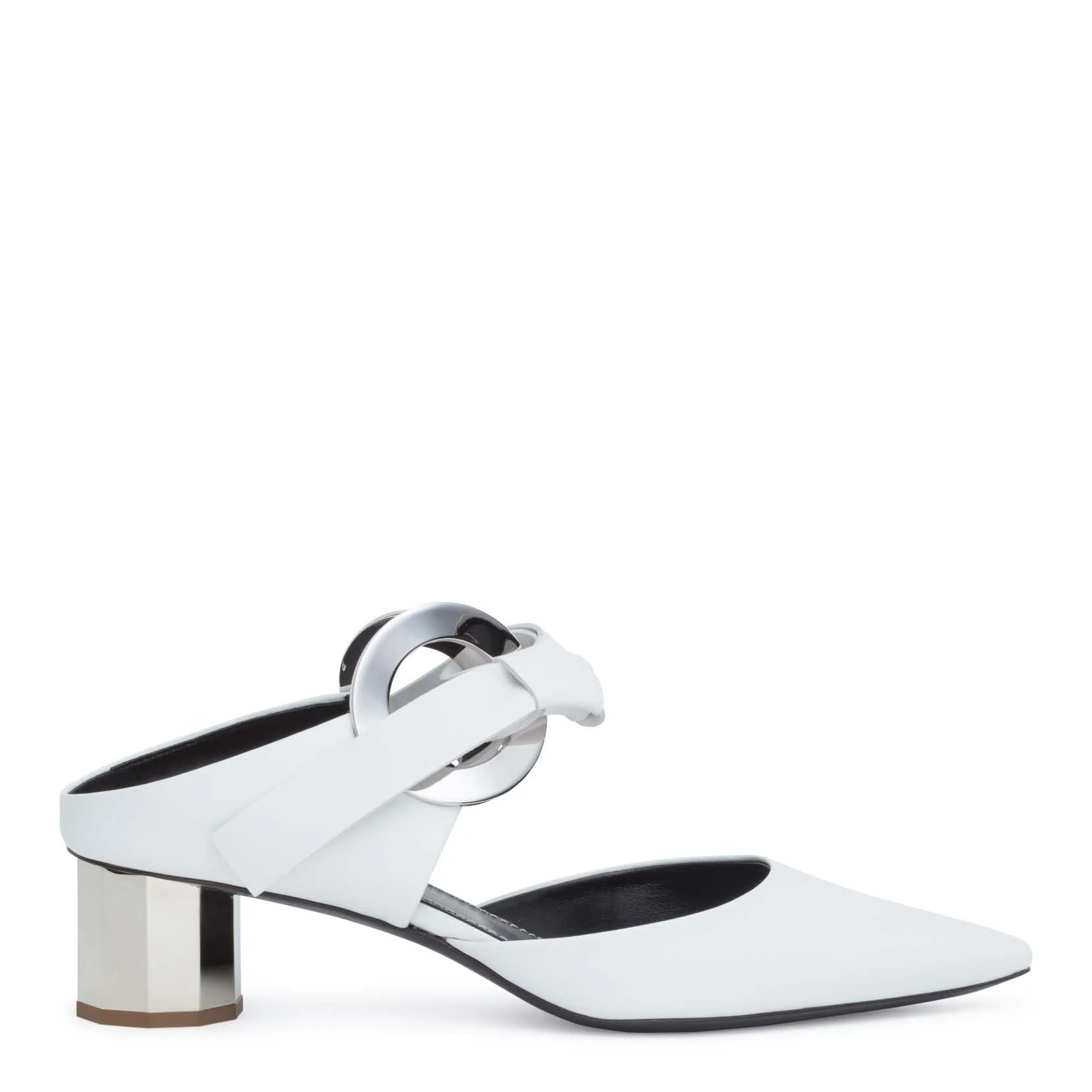 White leather grommet 40 mules