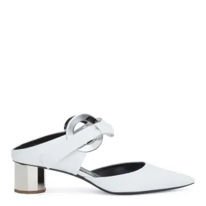 White leather grommet 40 mules