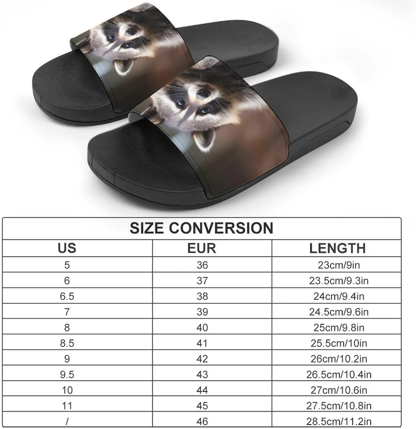 Wild Animal Cute Raccoon PVC Home Slippers Non Slip Shower Shoes Bathroom Slippers Sandals for Women Men