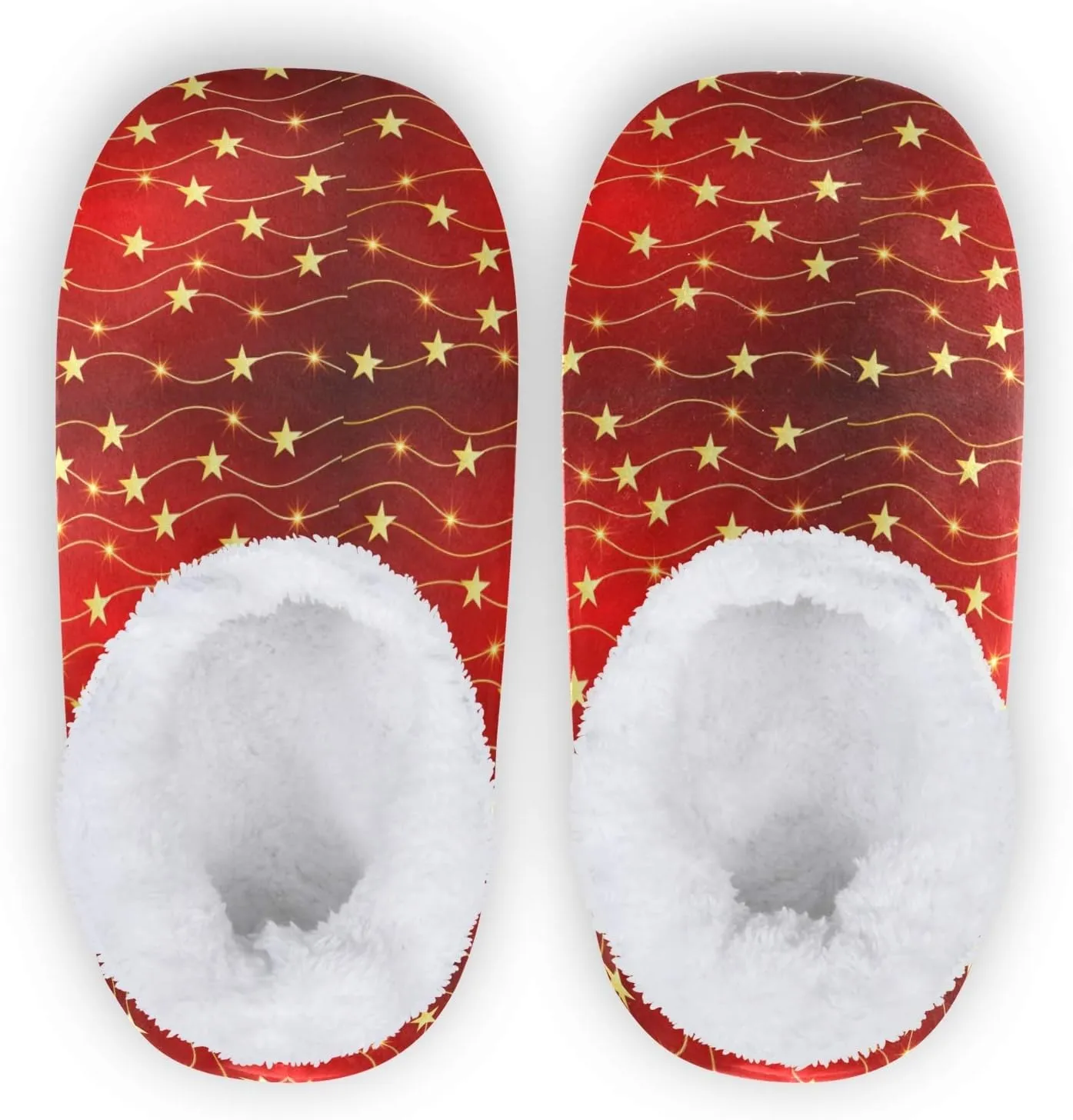 Winter House Slippers for Women/Men with Merry Christmas Element Cozy Fleece Slippers