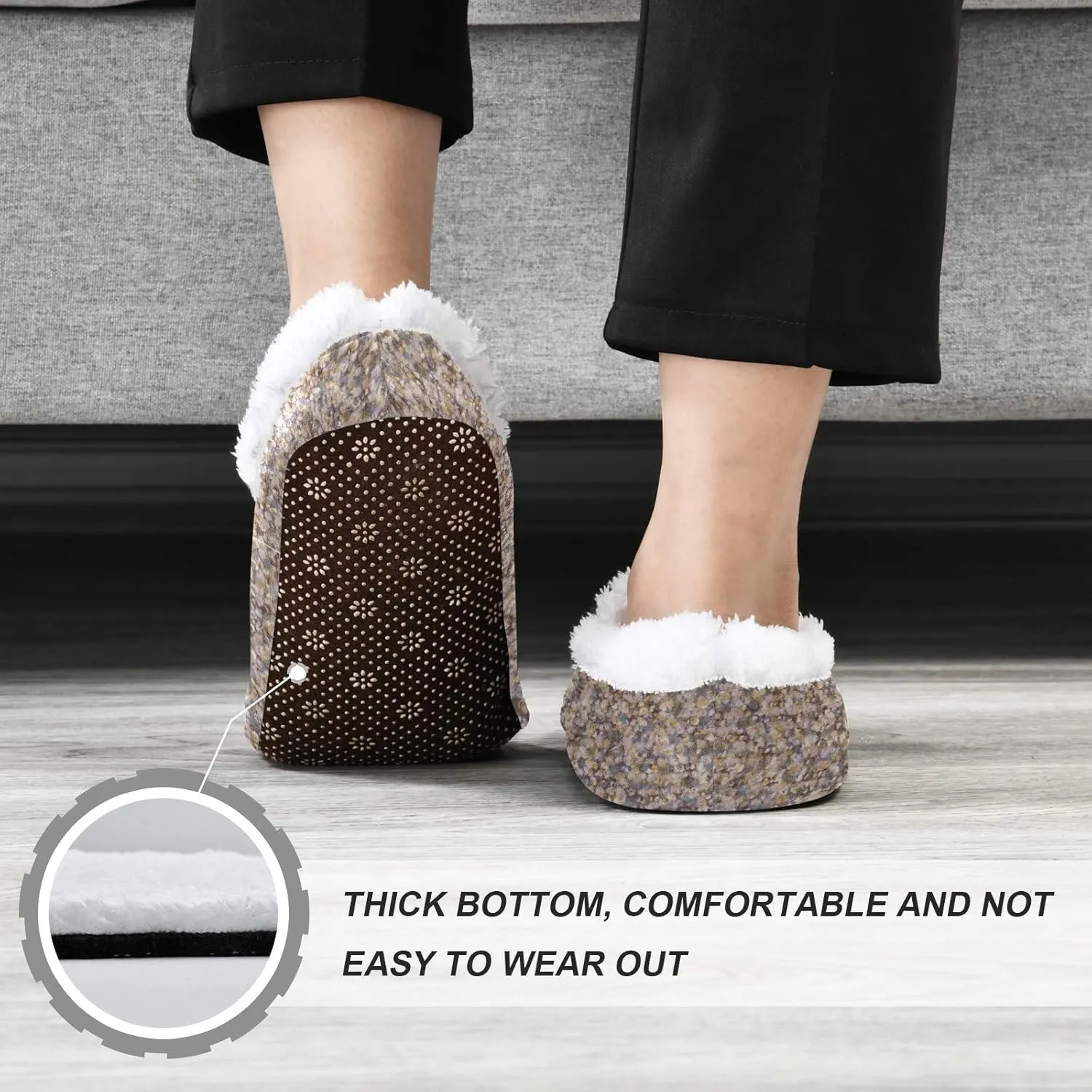 Winter House Slippers for Women/Men with Red And Yellow Autumn Maple Leaves Element Cozy Fleece Slippers