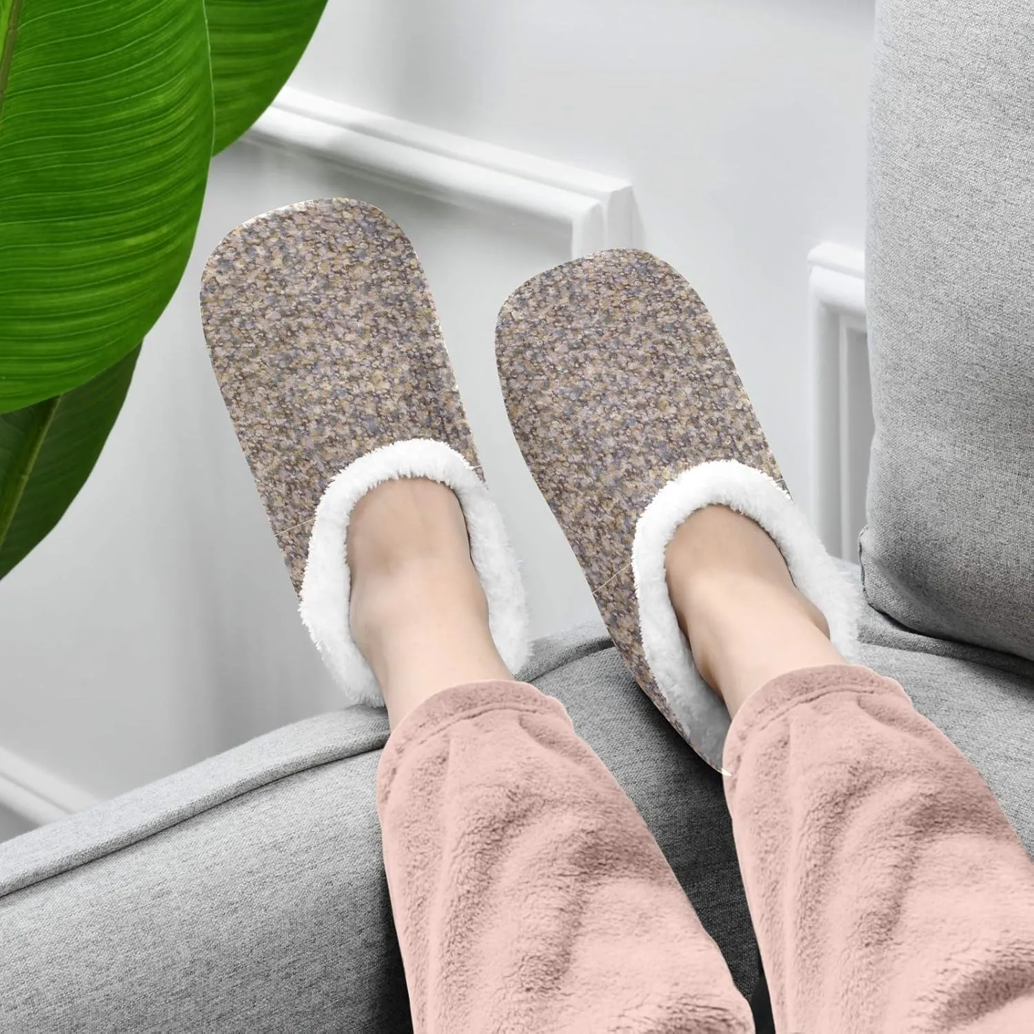 Winter House Slippers for Women/Men with Red And Yellow Autumn Maple Leaves Element Cozy Fleece Slippers