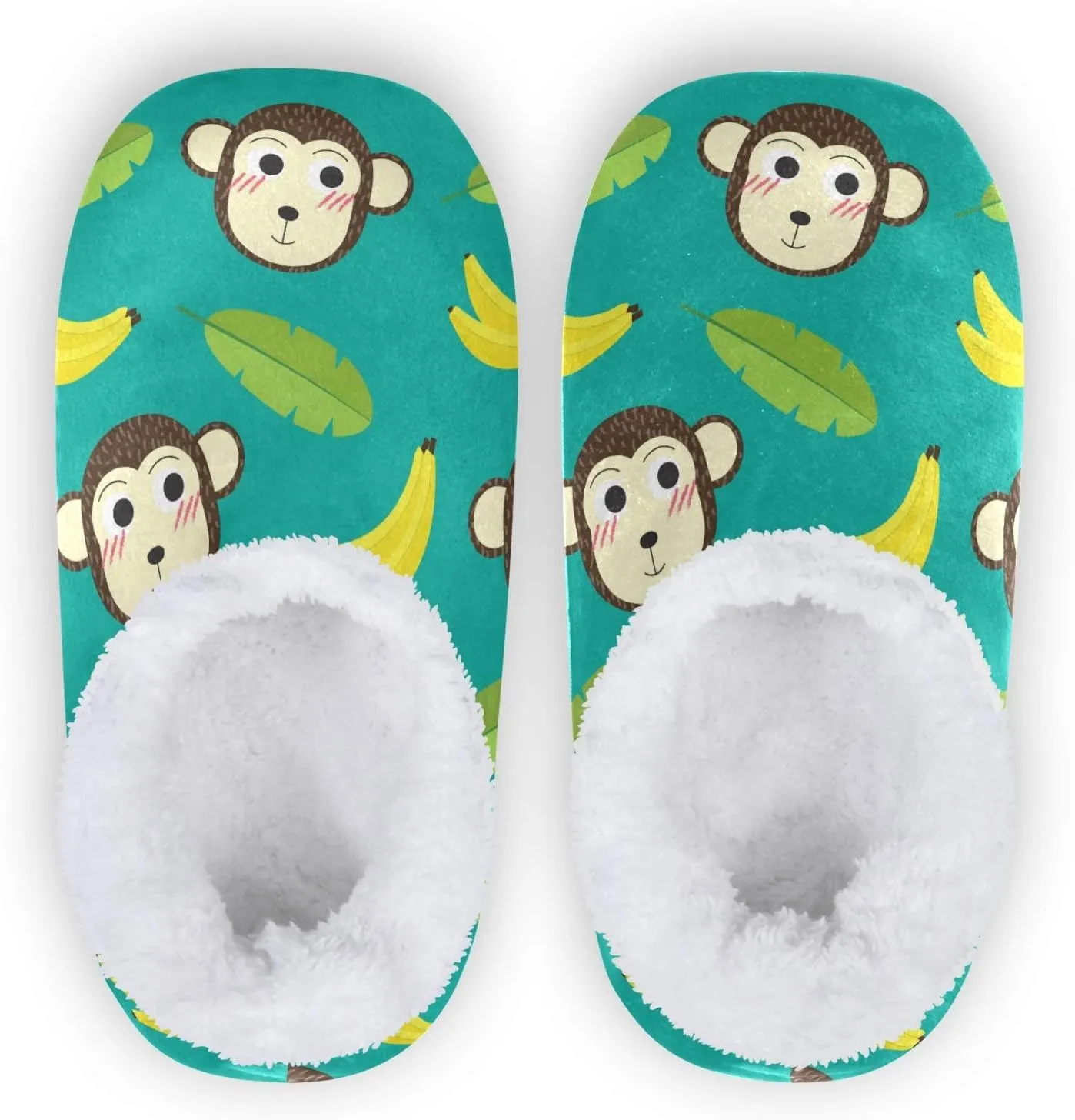 Winter House Slippers for Women/Men with Seamless Yellow Banana Pattern Element Cozy Fleece Slippers