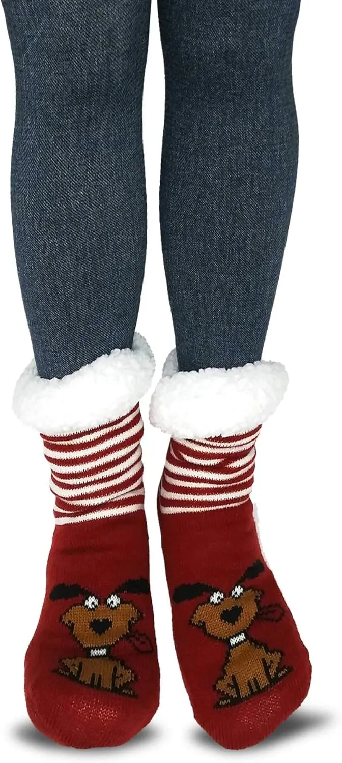 Winter Thick Thermal Double Layer Crew Socks for Adults 3 Pair Christmas Santa Snowman Deer Cat Dog Ski Socks