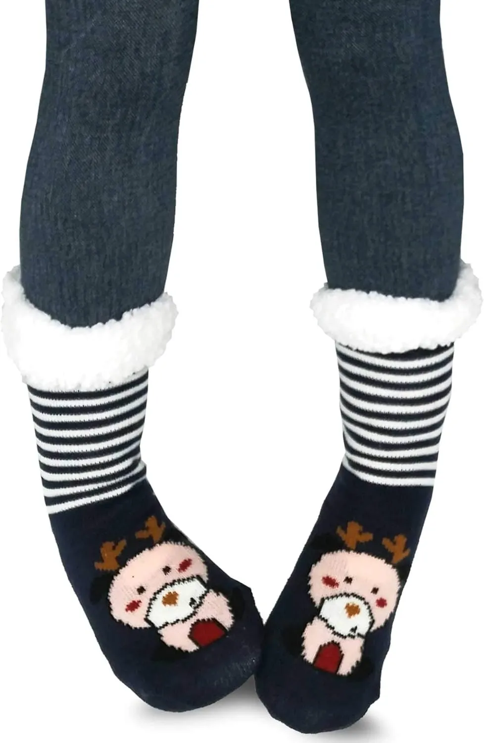 Winter Thick Thermal Double Layer Crew Socks for Adults 3 Pair Christmas Santa Snowman Deer Cat Dog Ski Socks