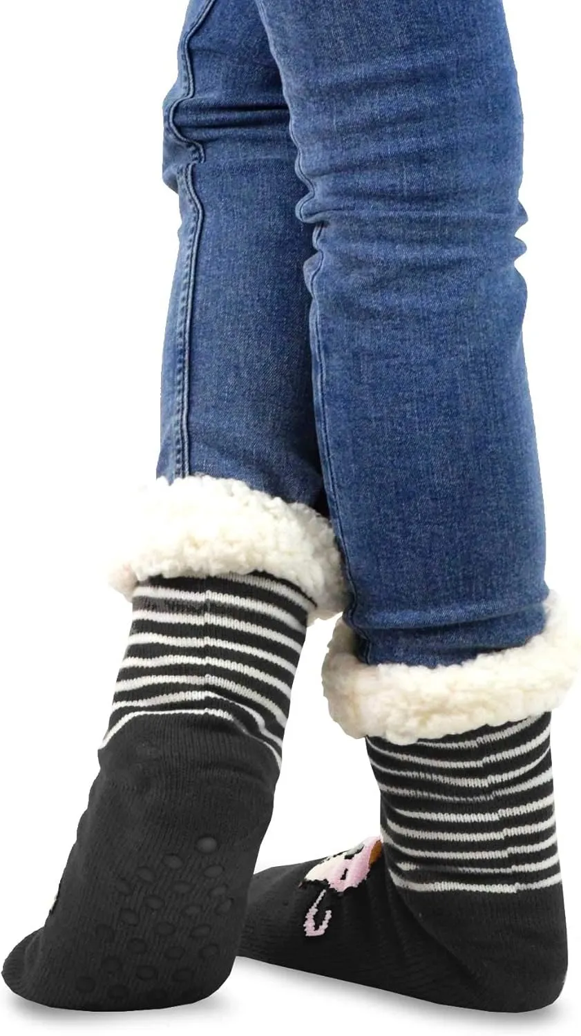 Winter Thick Thermal Double Layer Crew Socks for Adults 3 Pair Christmas Santa Snowman Deer Cat Dog Ski Socks