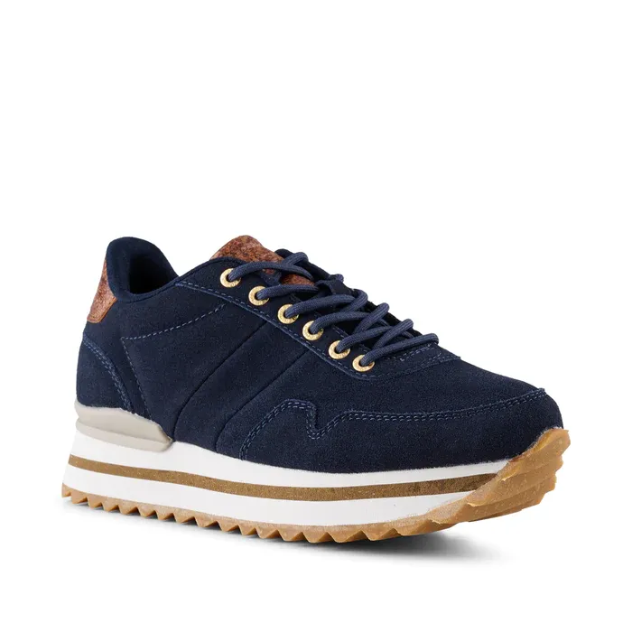 Woden Nora 111 Suede Plateau Dark Navy Sneaker