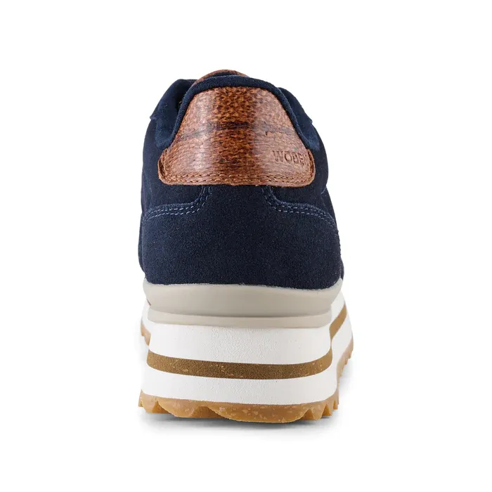 Woden Nora 111 Suede Plateau Dark Navy Sneaker