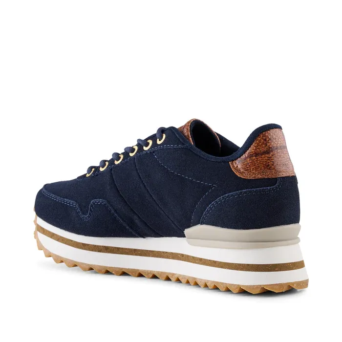 Woden Nora 111 Suede Plateau Dark Navy Sneaker