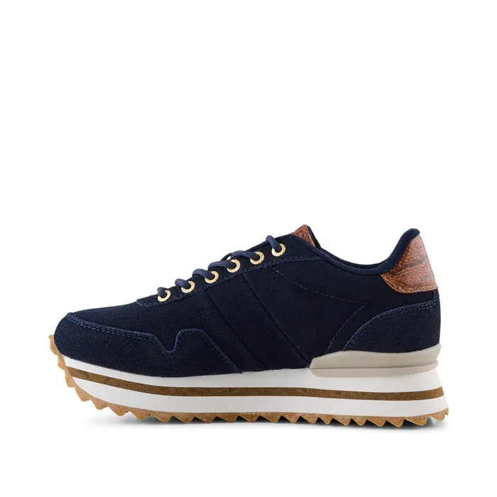 Woden Nora 111 Suede Plateau Dark Navy Sneaker