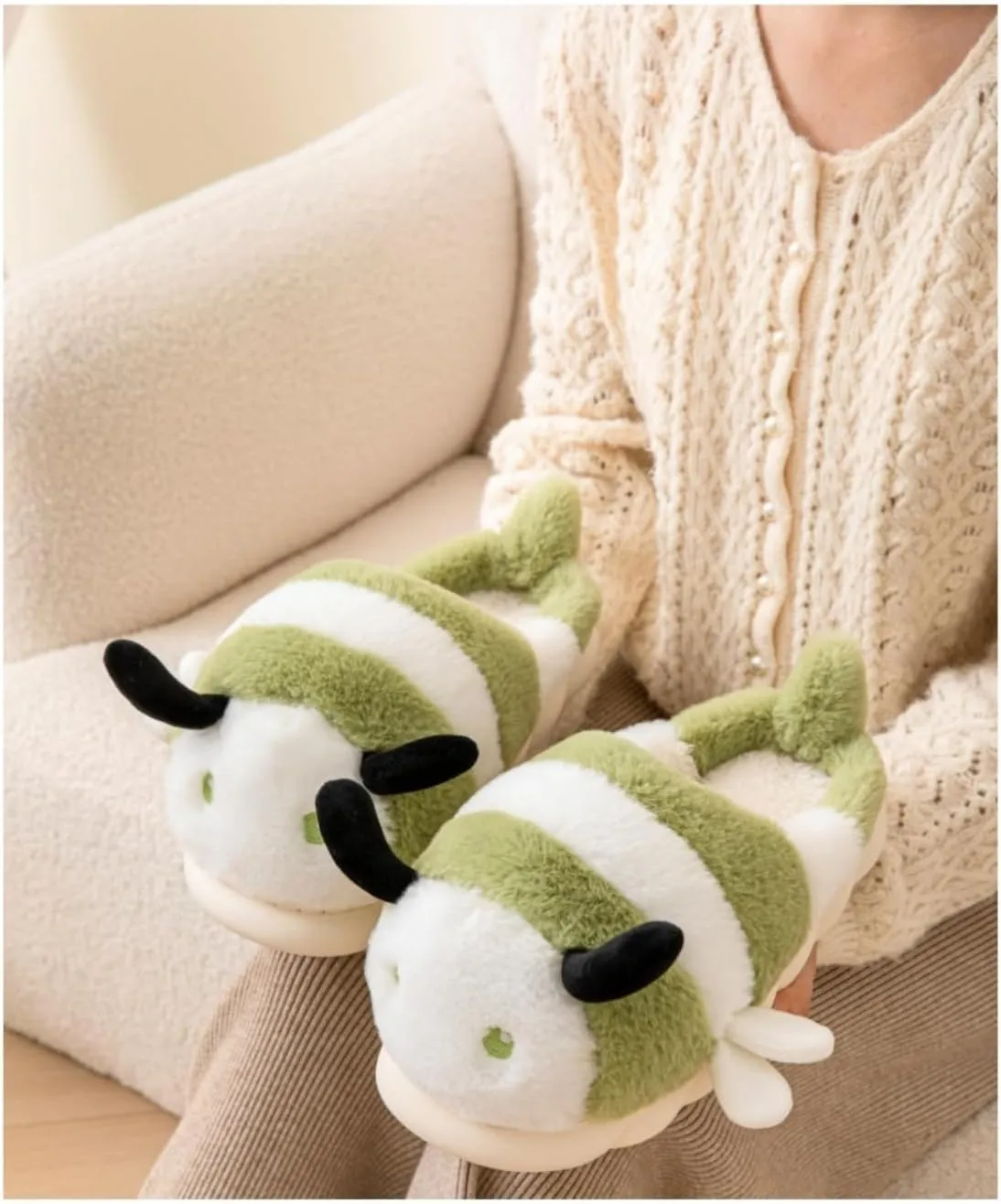 Women and men's cotton slippers, animal slippers, warm and non slip, holiday gifts