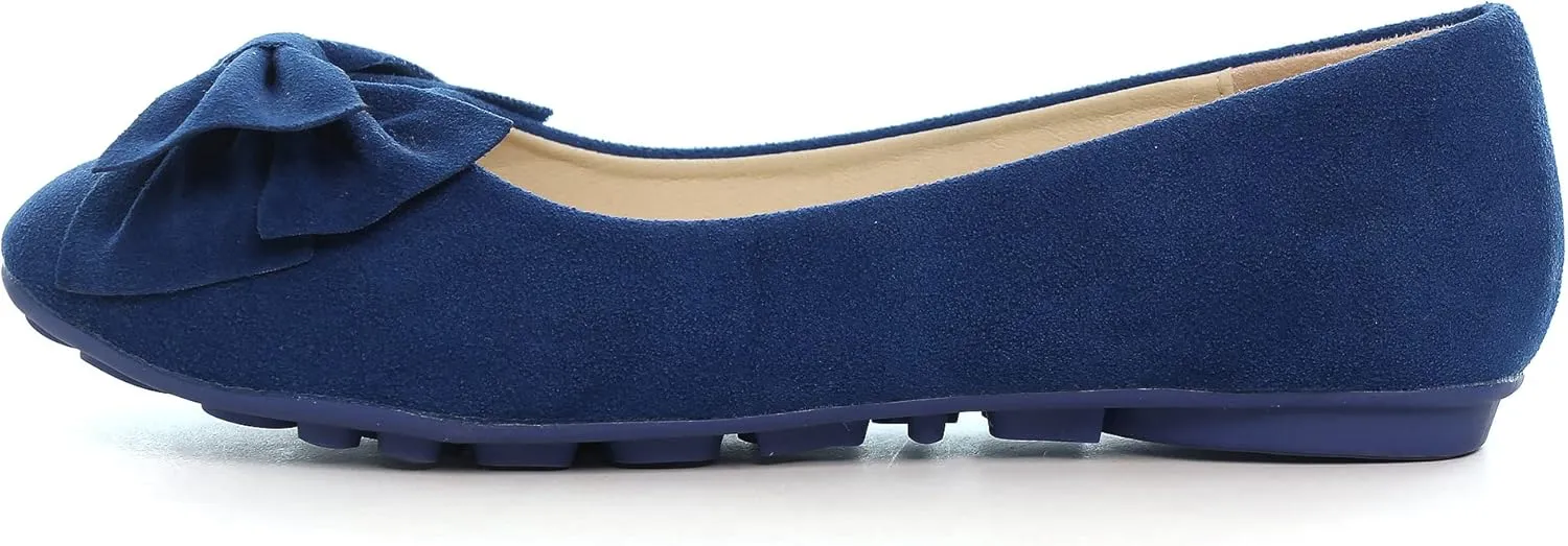 Women Classy Cute Bow-Knot Ballet Flats Round Toe Daily Cozy Comfort Slip on Flat Shoes