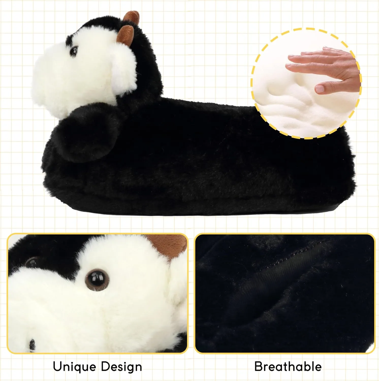 Women Unicorn Animal Slippers Slip-On Memory Foam Anti-Skid House Shoes Cute Fuzzy Cartoon Christmas Gifts