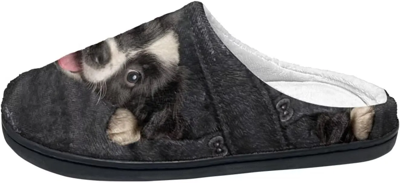 Womens Autumn Cozy&Warm Printed Slipper with Dog Grippers Cozy and Fun House Slippers for Women