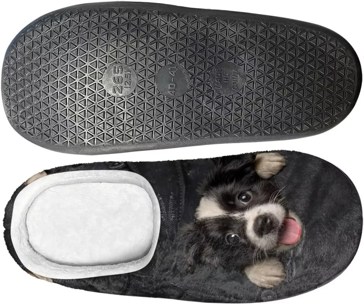 Womens Autumn Cozy&Warm Printed Slipper with Dog Grippers Cozy and Fun House Slippers for Women