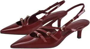 Women's Backless Stiletto Pumps - Pointed Toe Slip On Heeled Sandals