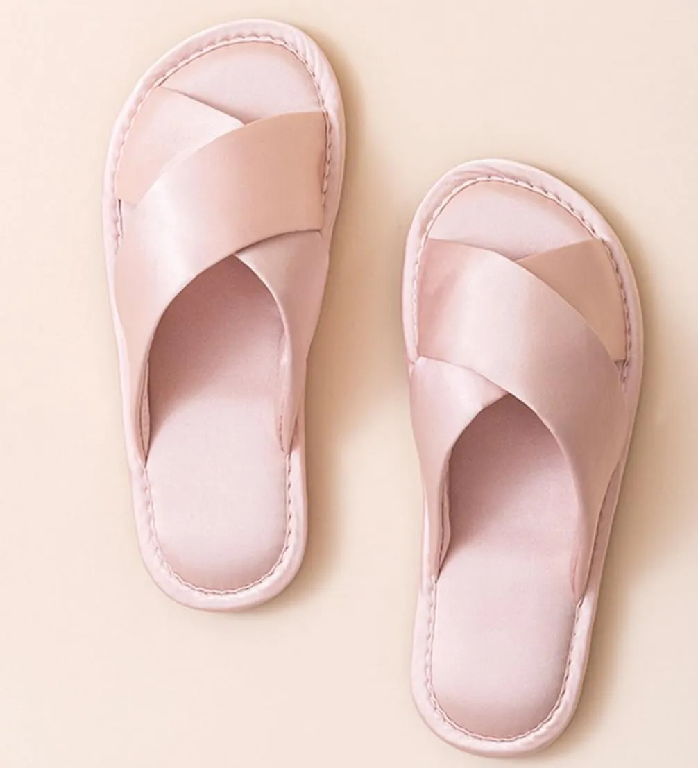 Women's Bride Slippers Satin Bridesmaid Sandasl House Slipper Breathable No Slip For Wedding Spa Indoor Room Vacation
